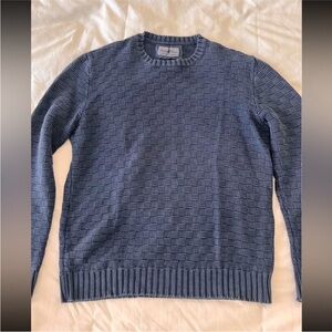 DELLA CIANA Textured Blue Crewneck Men’s 100% Cotton Sweater, Size Large